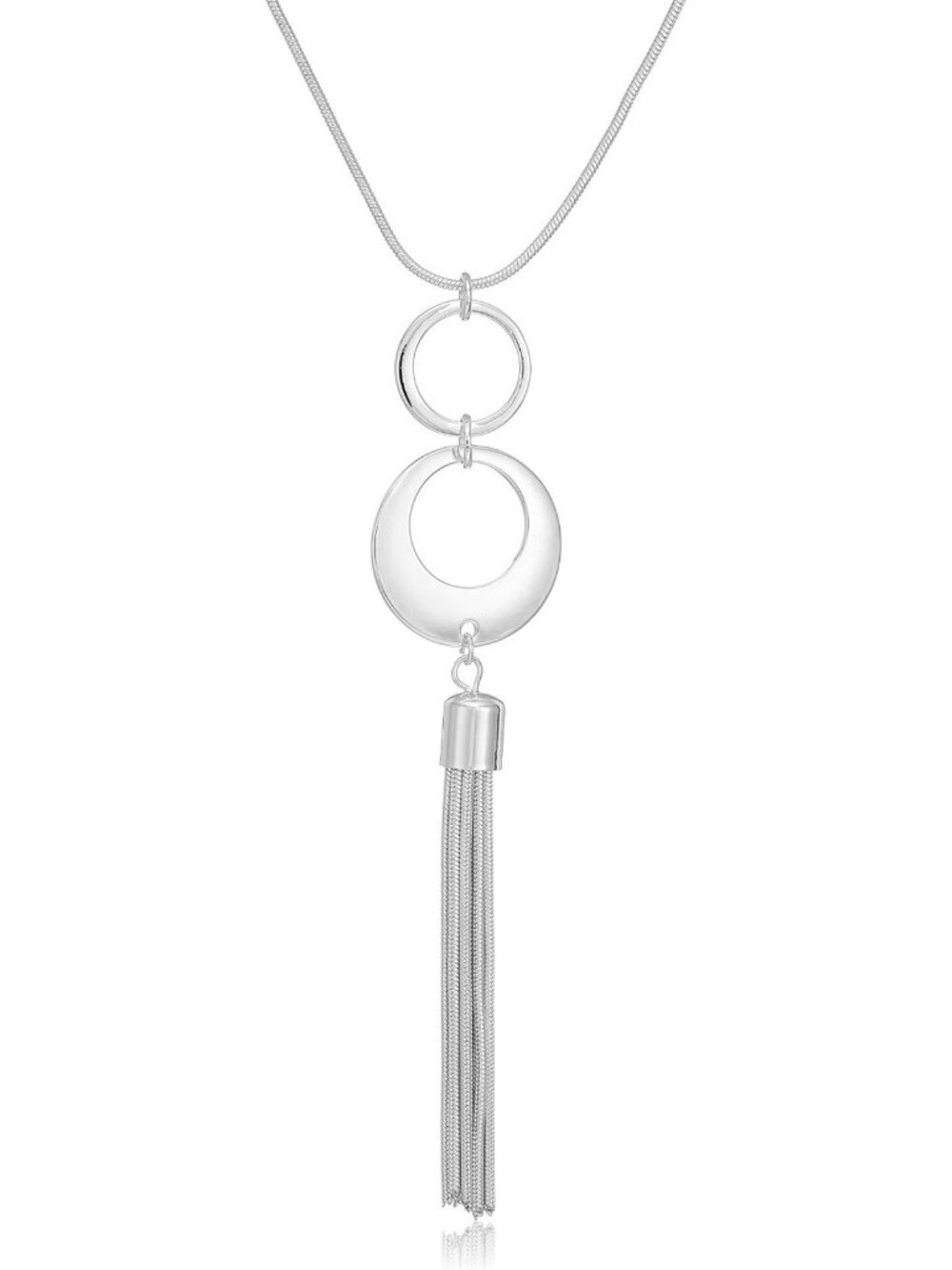 Chic Silvertone Multi Circle Bib Necklace | Statement Jewelry for Any Occasion